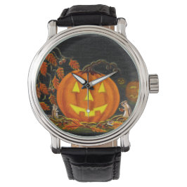 Halloween, Jack-O-Lanterns, chipmunks, herfst, bla Horloge