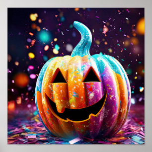 Halloween Jack O'Lantern Neon Pop Kunst Poster