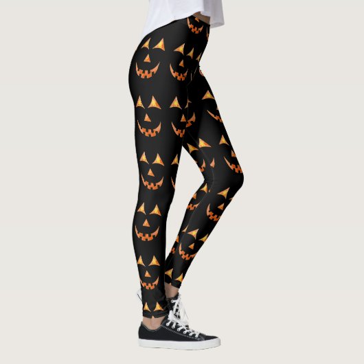 Halloween Jack O'lantern Pumpkin Face Graphic Leggings (Rechts)