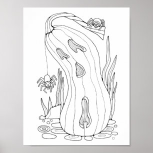 Halloween Jack O'Lantern Spinnen Kleurplaat Art Poster