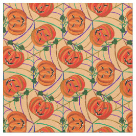 Halloween Jack o'lantern Spinnenwebben Patroon Pom Stof