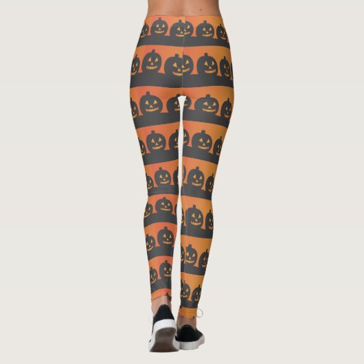 Halloween Jack O'Lanterns Leggings rayés (Dos)