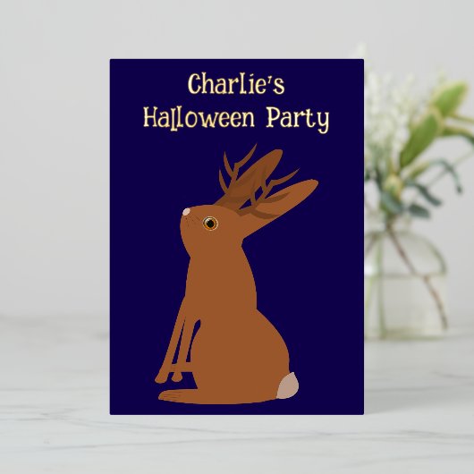 Halloween Jackalope Trick or treat Custom Folie Uitnodiging (Staand Voorkant)