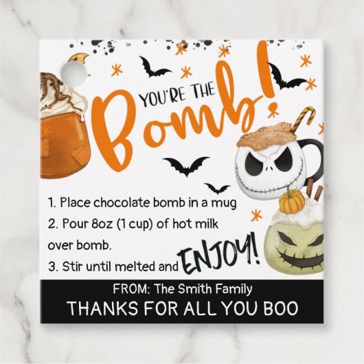 Halloween Je bent het Bomb Hot Chocolate Label (Voorkant)