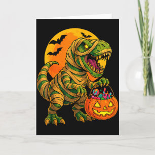 Halloween Jongens Dinosaur Mummie T Rex Y Pompoen Kaart