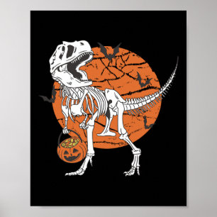 Halloween Jongens Dinosaurus Skelet T Rex Enge Pom Poster