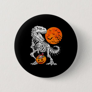 Halloween Jongens Dinosaurus Skelet T Rex Y Pompoe Ronde Button 5,7 Cm