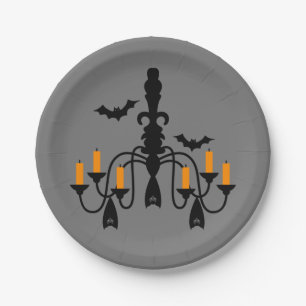 Halloween kaars en vleermuis papieren bordje