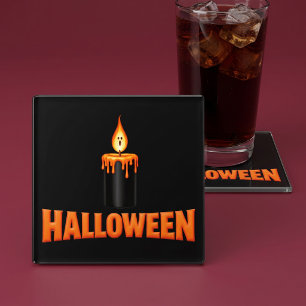 Halloween Kaarsenvlam Glazen Onderzetter