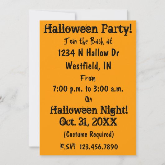 Halloween. Kaart (Achterkant)