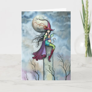 Halloween Kaart Heks Kat Fee Kunst
