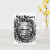 Halloween Kaart Mummy Grey (Gele Bloem)