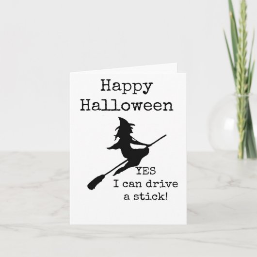 Halloween Kaart, Sarcastisch, Heks, Broomstick Kaart (Voorkant)