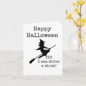 Halloween Kaart, Sarcastisch, Heks, Broomstick Kaart (Gele Bloem)