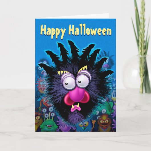 Halloween Kaart uitnodiging MONSTER PARTY leuk eng (Voorkant)