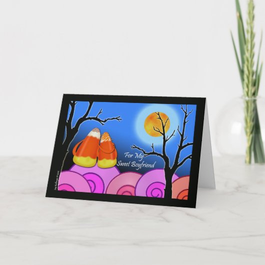 Halloween Kaart voor Vriendin, Candy Corn Paar (Voorkant)