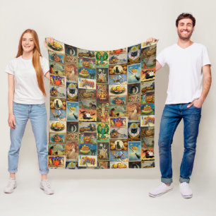  halloween-kaartjes voor collage Fleece Blanket