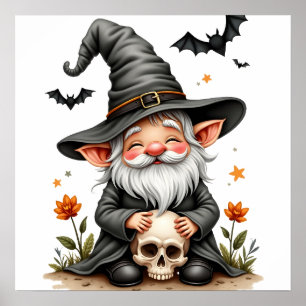 Halloween Kabouter met Schedel Poster