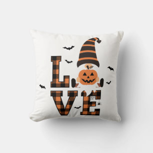Halloween Kabouter Tartan LIEFDE Zwart Oranje Kussen