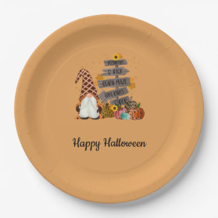Halloween-kabouters, Herfst, Pompoenen, Halloweenf Papieren Bordje