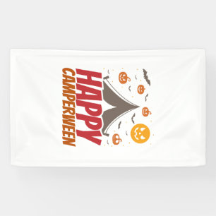 Halloween Kampeerder Camping Buiten Spandoek