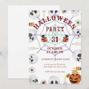 Halloween Kantoor Mixer Uitnodiging met Spider Web