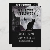 Halloween Kantoor Party Black Cat Kaart (Voorkant / Achterkant)