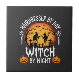 Halloween Kapper overdag Heks 's nachts Tegeltje