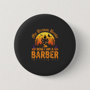 Halloween Kapsalon Heks Bezem Gebroken Spookhuis D Ronde Button 5,7 Cm