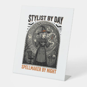 Halloween Kapsalon Heks Vintage Salon Magie De Reclamebord Met Voetstuk