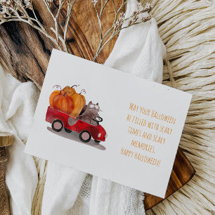 Halloween Kat bezorgt oranje pompoen ansichtkaart Briefkaart