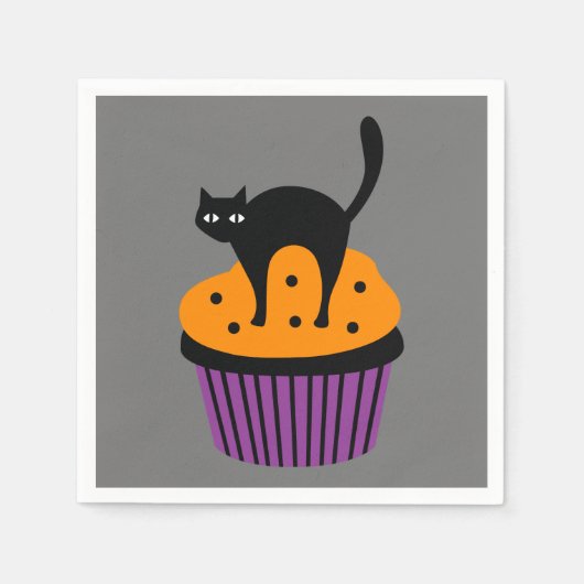 Halloween kat cupcake servet (Voorkant)