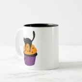 Halloween kat cupcake tweekleurige koffiemok (Voorkant links)
