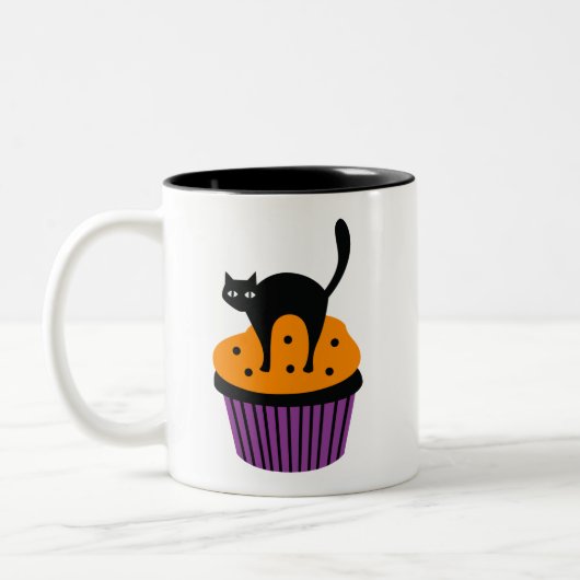 Halloween kat cupcake tweekleurige koffiemok (Links)