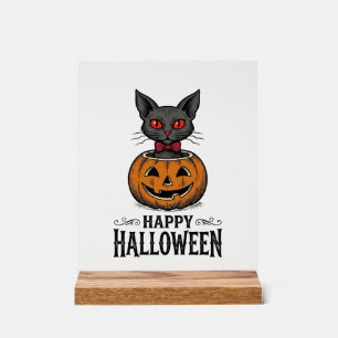 Halloween Kat Cute Pompoen Vintage Griezelen_1 Acryl Bord
