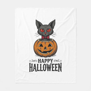 Halloween Kat Cute Pompoen Vintage Griezelen_1 Fleece Deken