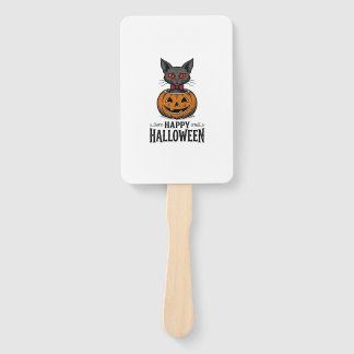 Halloween Kat Cute Pompoen Vintage Griezelen_1 Handwaaier