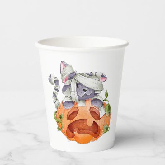 Halloween kat en pompoen papieren bekers (Voorkant)