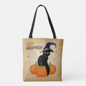 Halloween kat en pompoenen | Tote bag (Achterkant)