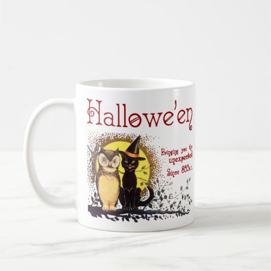 Halloween Kat en Uil Koffie Mok (Links)