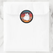 Halloween kat geest retro ronde sticker (Tas)