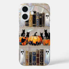 Halloween Kat Geest Telefoonhoes Pompoen Boekenpla iPhone 16 Hoesje