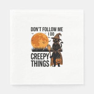 Halloween Kat Griezelige Dingen Grappige Heks_1 Servet