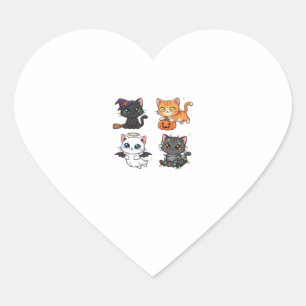 Halloween Kat Griezelige en stijlvolle katachtige Hart Sticker
