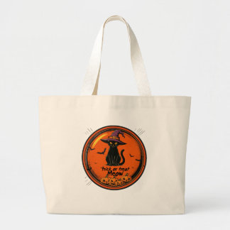 Halloween kat grote tote bag