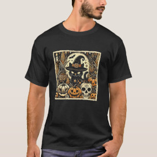 Halloween Kat Heks Heksen Bezem Bezemsteel T-shirt