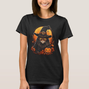 Halloween Kat Heks Kostuum Pompoen Maan Grappige K T-shirt