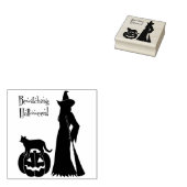 halloween kat heksenstempel 	rubberstempel (Gestempeld)