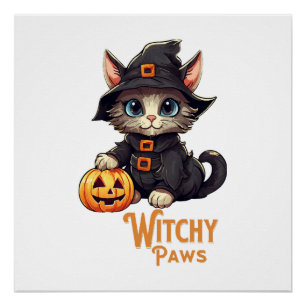 Halloween Kat Hekserige Pootjes Perfect Poster