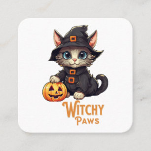 Halloween Kat Hekserige Pootjes Vierkante Visitekaartje